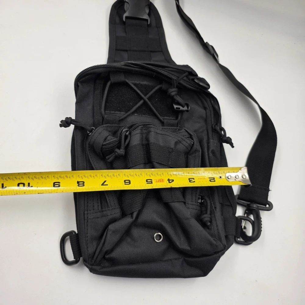 Black Tactical Sling Bag MOLLE Messenger Shoulder Pack Utility EDC Gear